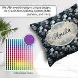 Custom Name Moonlit Forest and Abstract Circles on Dark Seamless Square Filled Cushion Throw Pillow Sofa Bed Home Decor Zip Washable UK Made
