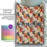 Abstract Textured Paint Brush Pattern in Warm Tones Seamless Name  Personalised Custom Name Super Soft Fleece Blanket Bed Sofa Throw