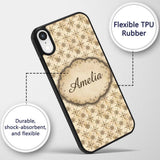 Classic Ornamental Tile Pattern in Beige Tones Custom Name Protective Phone Case Mobile Cover Durable Everyday Smartphone Shock Resistant