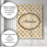 Personalised Name Classic Ornamental Tile Custom  Unique Gift Idea Elegant Feature Canvas Wall Art Print Decor Picture Ready to Hang