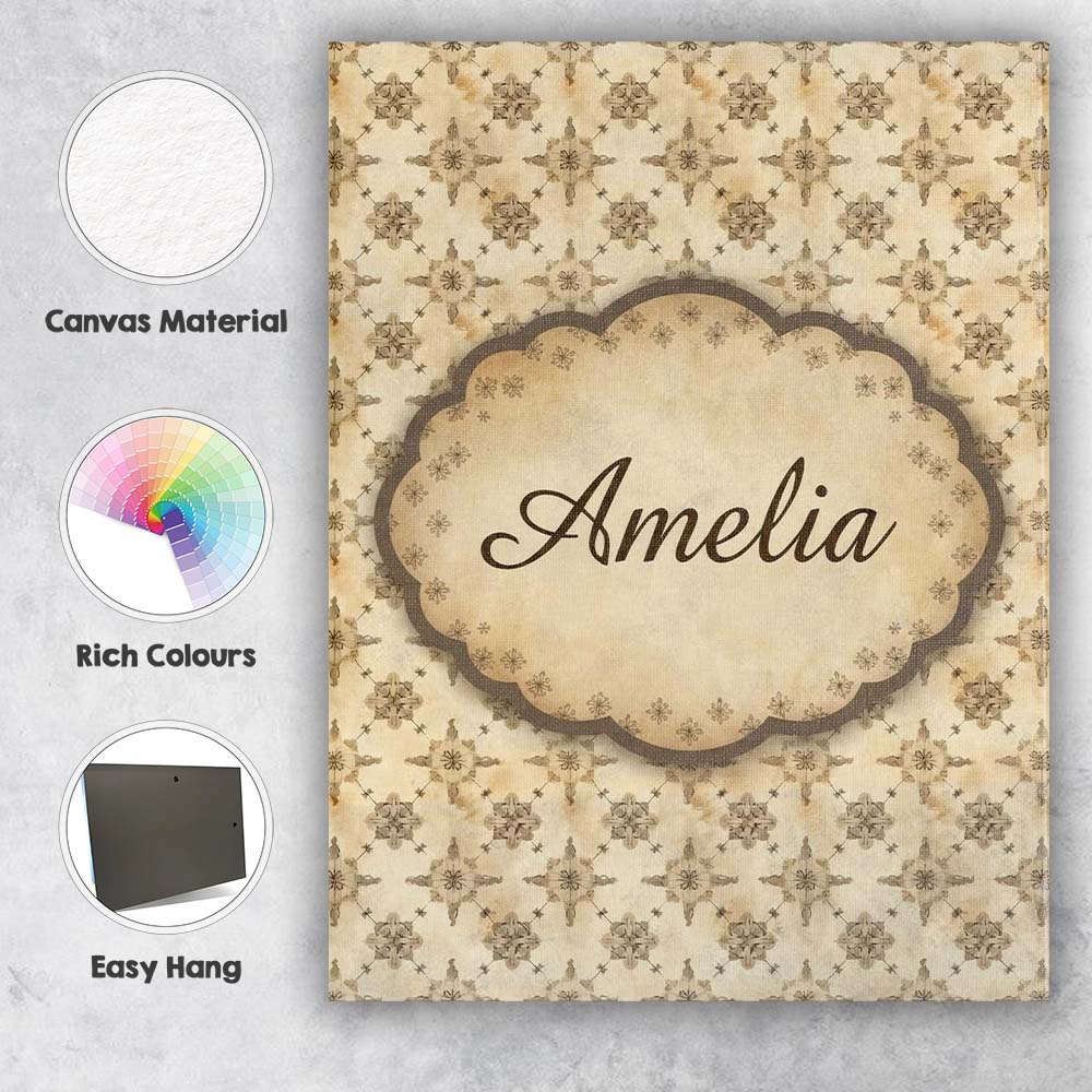 Personalised Name Classic Ornamental Tile Custom  Unique Gift Idea Elegant Feature Canvas Wall Art Print Decor Picture Ready to Hang