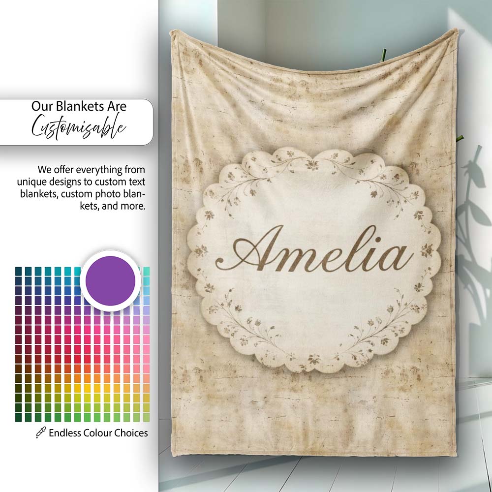 Vintage Grunge Texture Background Pattern in Neutral Tones Seamless  Personalised Custom Name Super Soft Fleece Blanket Bed Sofa Throw