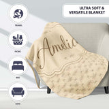Minimal Spider Line Art Pattern on Vintage Beige Background  Personalised Custom Name Super Soft Fleece Blanket Bed Sofa Throw