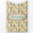 Abstract Geometric Watercolor Shapes in Soft Blue and Orange  Personalised Custom Name Super Soft Fleece Blanket Bed Sofa Throw