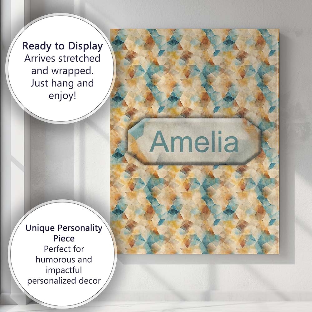 Personalised Name Abstract Geometric Custom Premium Decorative Design Modern Room Accent Canvas Wall Art Print Decor Picture Ready to Hang