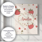 Personalised Name Cute Strawberry and Custom Modern Room Accent Creative Decorator Style Canvas Wall Art Print Decor Picture Ready to Hang