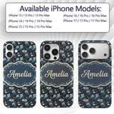 Majestic Blue Owl Birds with Decorative Design Custom Name Protective Phone Case Mobile Cover Durable Everyday Smartphone Shock Resistant