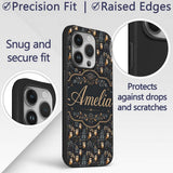 Cute Woodland Owl Birds with Botanical Night Custom Name Protective Phone Case Mobile Cover Durable Everyday Smartphone Shock Resistant