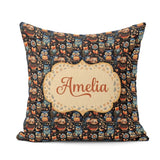 Custom Name Vibrant Floral Owl Birds with Autumn Leaves Seamless Square Filled Cushion Throw Pillow Sofa Bed Home Decor Zip Washable UK Made