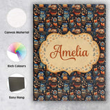 Personalised Name Vibrant Floral Owl Birds Custom  Unique Gift Idea Elegant Feature Canvas Wall Art Print Decor Picture Ready to Hang