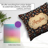 Custom Name Vibrant Floral Owl Birds with Autumn Leaves Seamless Square Filled Cushion Throw Pillow Sofa Bed Home Decor Zip Washable UK Made