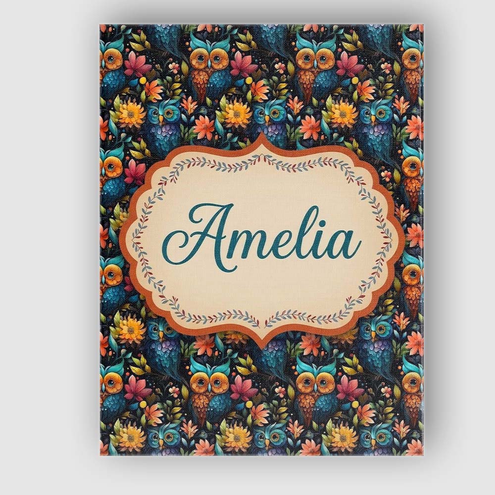 Personalised Name Vibrant Owl Birds with Custom  Unique Gift Idea Elegant Feature Canvas Wall Art Print Decor Picture Ready to Hang