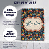Personalised Name Vibrant Owl Birds with Custom  Unique Gift Idea Elegant Feature Canvas Wall Art Print Decor Picture Ready to Hang