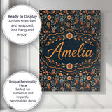 Personalised Name Elegant Owl Birds with Custom  Interior Decorative Contemporary Canvas Wall Art Print Decor Picture Ready to Hang
