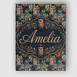 Personalised Name Realistic Owl Birds Custom Modern Room Accent Creative Decorator Style Canvas Wall Art Print Decor Picture Ready to Hang