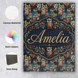 Personalised Name Realistic Owl Birds Custom Modern Room Accent Creative Decorator Style Canvas Wall Art Print Decor Picture Ready to Hang