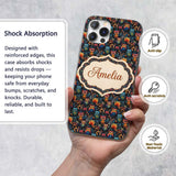 Bright Cute Owl Birds with Colorful Leaves Night Custom Name Protective Phone Case Mobile Cover Durable Everyday Smartphone Shock Resistant