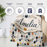 Simple Cute Owl Birds with Autumn Leaves Light Background Seamless  Personalised Custom Name Super Soft Fleece Blanket Bed Sofa Throw