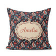 Custom Name Bold Paisley with Dark Blue Background Seamless Name Square Filled Cushion Throw Pillow Sofa Bed Home Decor Zip Washable UK Made