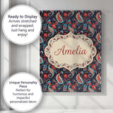 Personalised Name Bold Paisley Floral Custom Modern Room Accent Creative Decorator Style Canvas Wall Art Print Decor Picture Ready to Hang