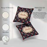 Custom Name Bold Paisley with Dark Blue Background Seamless Name Square Filled Cushion Throw Pillow Sofa Bed Home Decor Zip Washable UK Made
