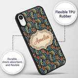 Ornate Paisley Floral Pattern with Printed Design Custom Name Protective Phone Case Mobile Cover Durable Everyday Smartphone Shock Resistant