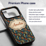 Ornate Paisley Floral Pattern with Printed Design Custom Name Protective Phone Case Mobile Cover Durable Everyday Smartphone Shock Resistant