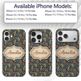 Ornate Paisley Floral Pattern with Printed Design Custom Name Protective Phone Case Mobile Cover Durable Everyday Smartphone Shock Resistant