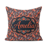 Custom Name Classic Paisley Floral Pattern with Red and Seamless Square Filled Cushion Throw Pillow Sofa Bed Home Decor Zip Washable UK Made