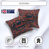 Custom Name Classic Paisley Floral Pattern with Red and Seamless Square Filled Cushion Throw Pillow Sofa Bed Home Decor Zip Washable UK Made