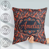 Custom Name Classic Paisley Floral Pattern with Red and Seamless Square Filled Cushion Throw Pillow Sofa Bed Home Decor Zip Washable UK Made