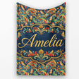 Vibrant Paisley Floral Swirl Pattern Rich Ornamental Design Name  Personalised Custom Name Super Soft Fleece Blanket Bed Sofa Throw