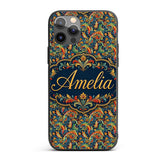 Vibrant Paisley Floral Swirl Decorative Design Custom Name Protective Phone Case Mobile Cover Durable Everyday Smartphone Shock Resistant