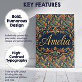 Personalised Name Vibrant Paisley Floral Custom  Unique Gift Idea Elegant Feature Canvas Wall Art Print Decor Picture Ready to Hang