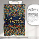 Vibrant Paisley Floral Swirl Pattern Rich Ornamental Design Name  Personalised Custom Name Super Soft Fleece Blanket Bed Sofa Throw