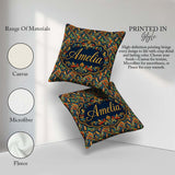 Custom Name Vibrant Paisley Floral Swirl Pattern Rich Ornamental Square Filled Cushion Throw Pillow Sofa Bed Home Decor Zip Washable UK Made