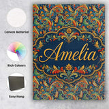Personalised Name Vibrant Paisley Floral Custom  Unique Gift Idea Elegant Feature Canvas Wall Art Print Decor Picture Ready to Hang