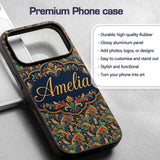Vibrant Paisley Floral Swirl Decorative Design Custom Name Protective Phone Case Mobile Cover Durable Everyday Smartphone Shock Resistant
