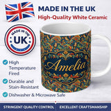 Personalized Custom Name Vibrant Paisley Floral Swirl Pattern Rich Ornamental Design Name 11oz Ceramic Coffee Tea Mug White Large Handle