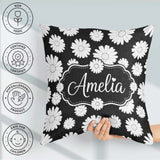 Custom Name Minimal Soft Grey Plain Texture Seamless Background Square Filled Cushion Throw Pillow Sofa Bed Home Decor Zip Washable UK Made