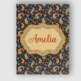 Personalised Name Bright Orange Paisley Custom  Modern Room Accent Elegant Feature Canvas Wall Art Print Decor Picture Ready to Hang