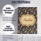 Personalised Name Bright Orange Paisley Custom  Modern Room Accent Elegant Feature Canvas Wall Art Print Decor Picture Ready to Hang