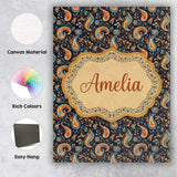 Personalised Name Bright Orange Paisley Custom  Modern Room Accent Elegant Feature Canvas Wall Art Print Decor Picture Ready to Hang