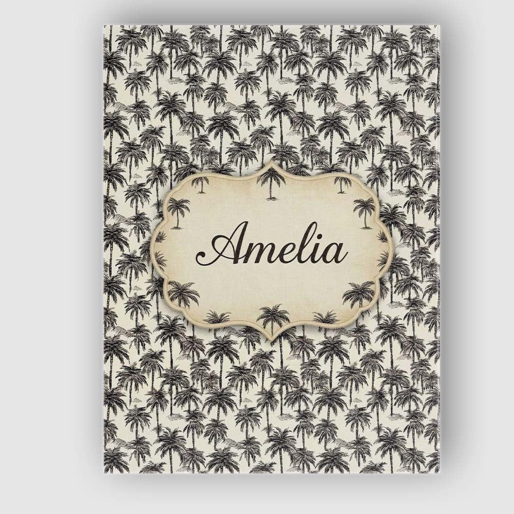Personalised Name Tropical Palm Tree Custom Premium Decorative Design Modern Room Accent Canvas Wall Art Print Decor Picture Ready to Hang