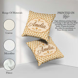 Custom Name Minimal Palm Tree Repeating Pattern Neutral Tropical Square Filled Cushion Throw Pillow Sofa Bed Home Decor Zip Washable UK Made