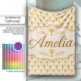 Minimal Palm Tree Repeating Pattern Soft Neutral Tropical Design  Personalised Custom Name Super Soft Fleece Blanket Bed Sofa Throw