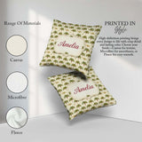 Custom Name Minimal Palm Tree Repeating Pattern Tropical Neutral Square Filled Cushion Throw Pillow Sofa Bed Home Decor Zip Washable UK Made