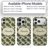 Realistic Tropical Palm Tree Sky Printed Design Custom Name Protective Phone Case Mobile Cover Durable Everyday Smartphone Shock Resistant