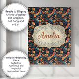 Personalised Name Colorful Tropical Parrot Custom  Unique Gift Idea Elegant Feature Canvas Wall Art Print Decor Picture Ready to Hang
