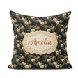 Custom Name Elegant Cockatoo Parrot Floral Seamless Pattern Dark Square Filled Cushion Throw Pillow Sofa Bed Home Decor Zip Washable UK Made